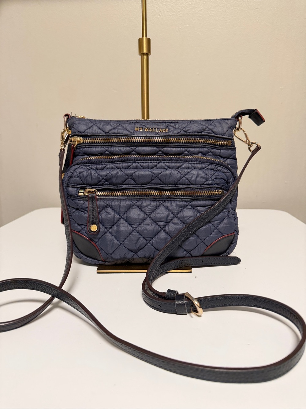 MZ WALLACE Crosby Hobo Dawn Crossbody Shoulder Bag Zipper Accents Pockets